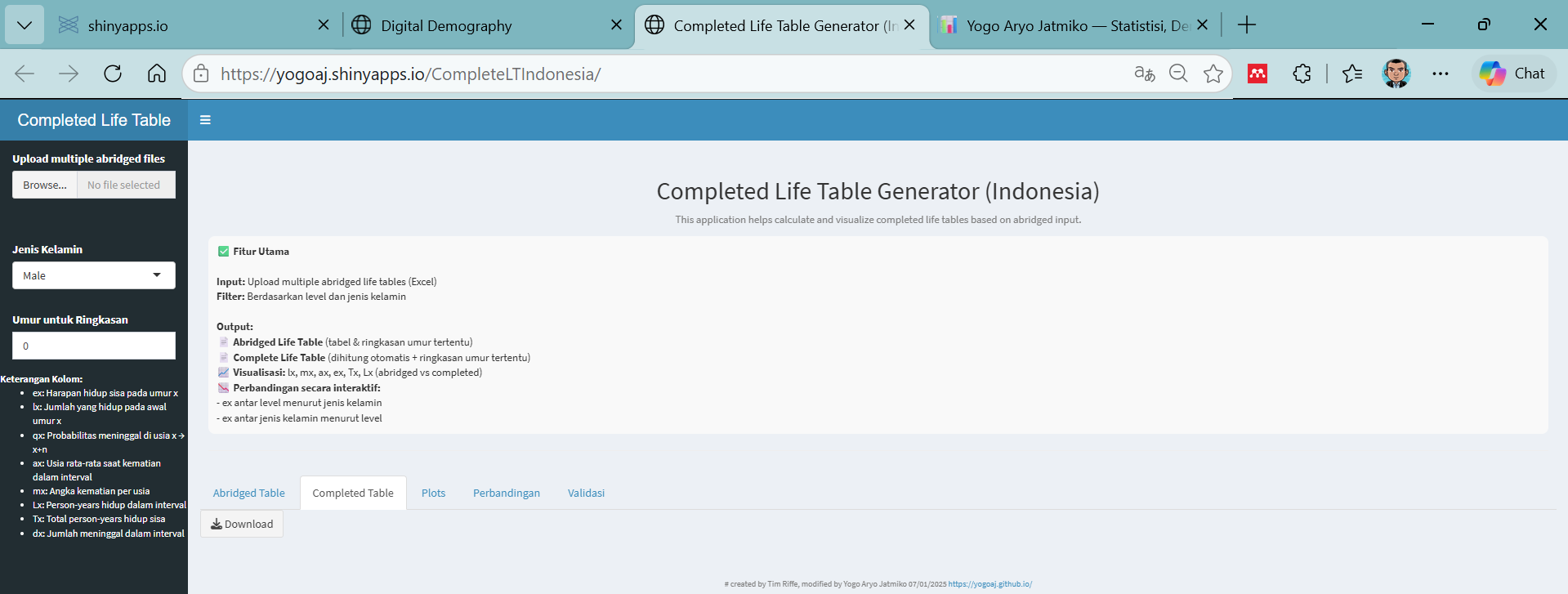 Complete Life Table